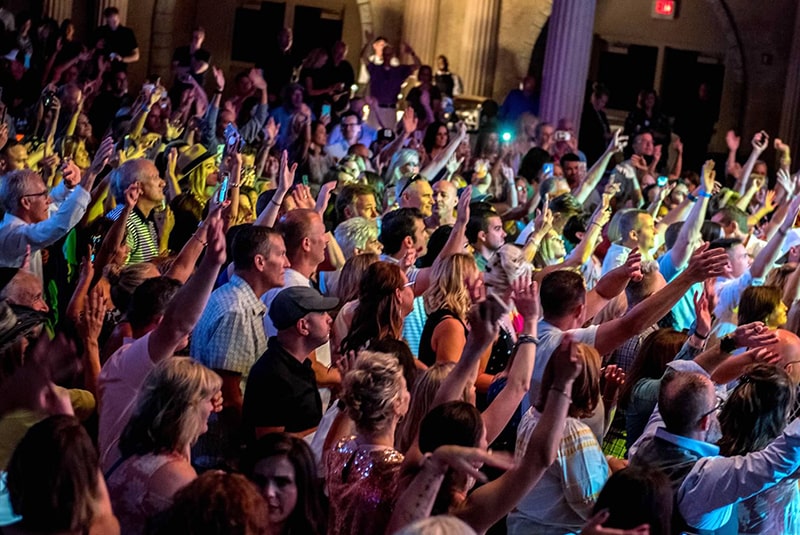 Audience listening to a performance at Hard Rock Live.