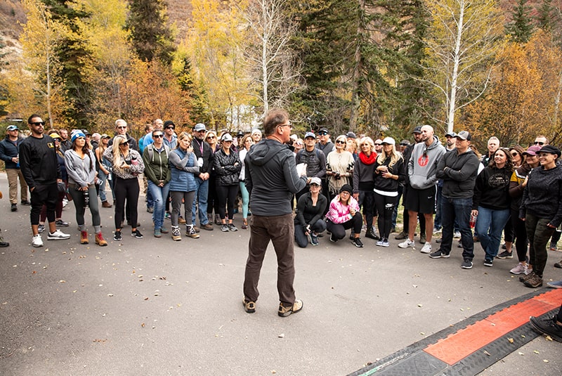 Dr. A speaking to Coaches outside.