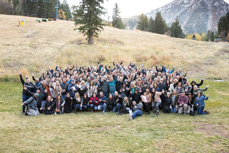 Group shot of all Sundance attendees outside.